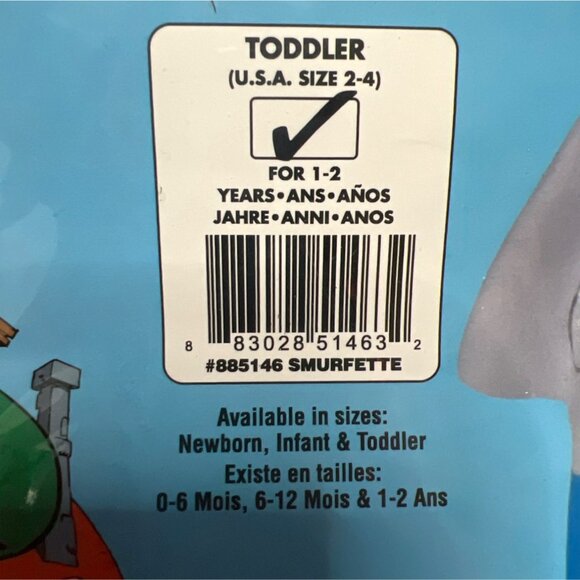 Smurfs Baby Costume Smurfette Size Girl Toddler 2-4 - Picture 5 of 8